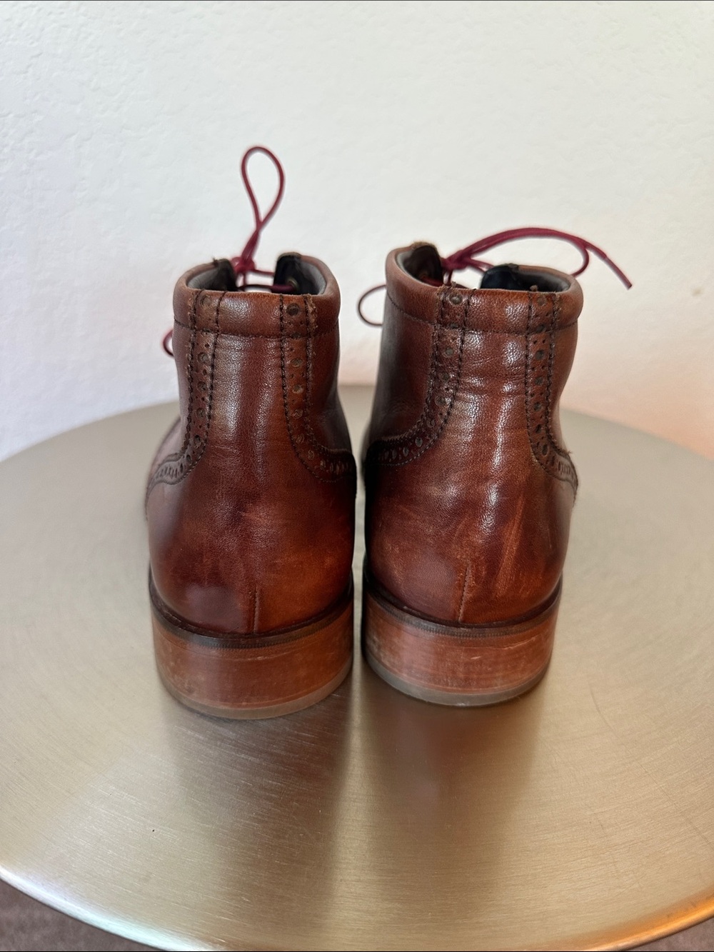 Cole Haan Brown Leather Chukka Wingtip Boots with Red Laces Sz 12 - Picture 6 of 10